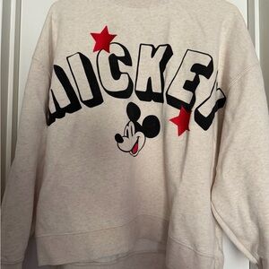 Mickey Mouse Cream Sweatshirt with Red Stars